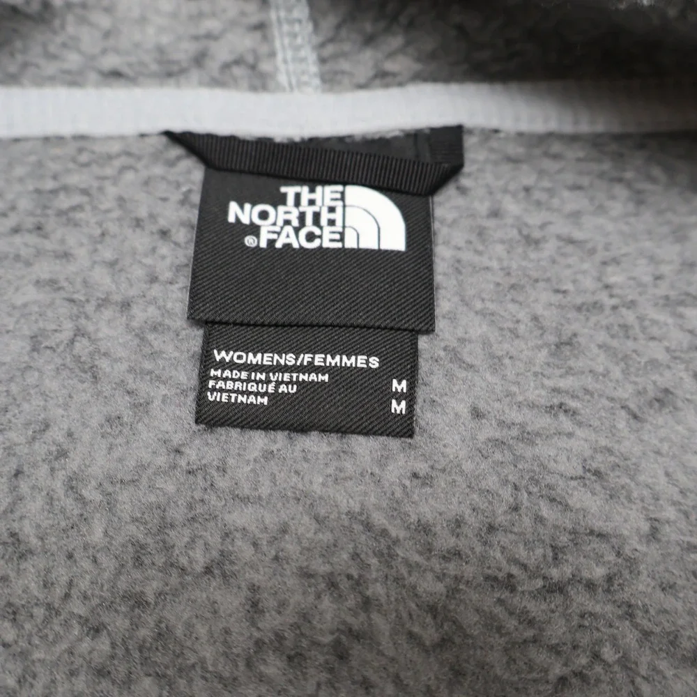 North Face Sweater Jacket Womens Medium Grey Knit Fleece Full Zip Heavy LOGO